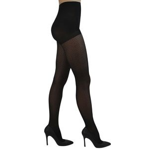 1X XLarge Herringbone Sheer Black Tights USA Made